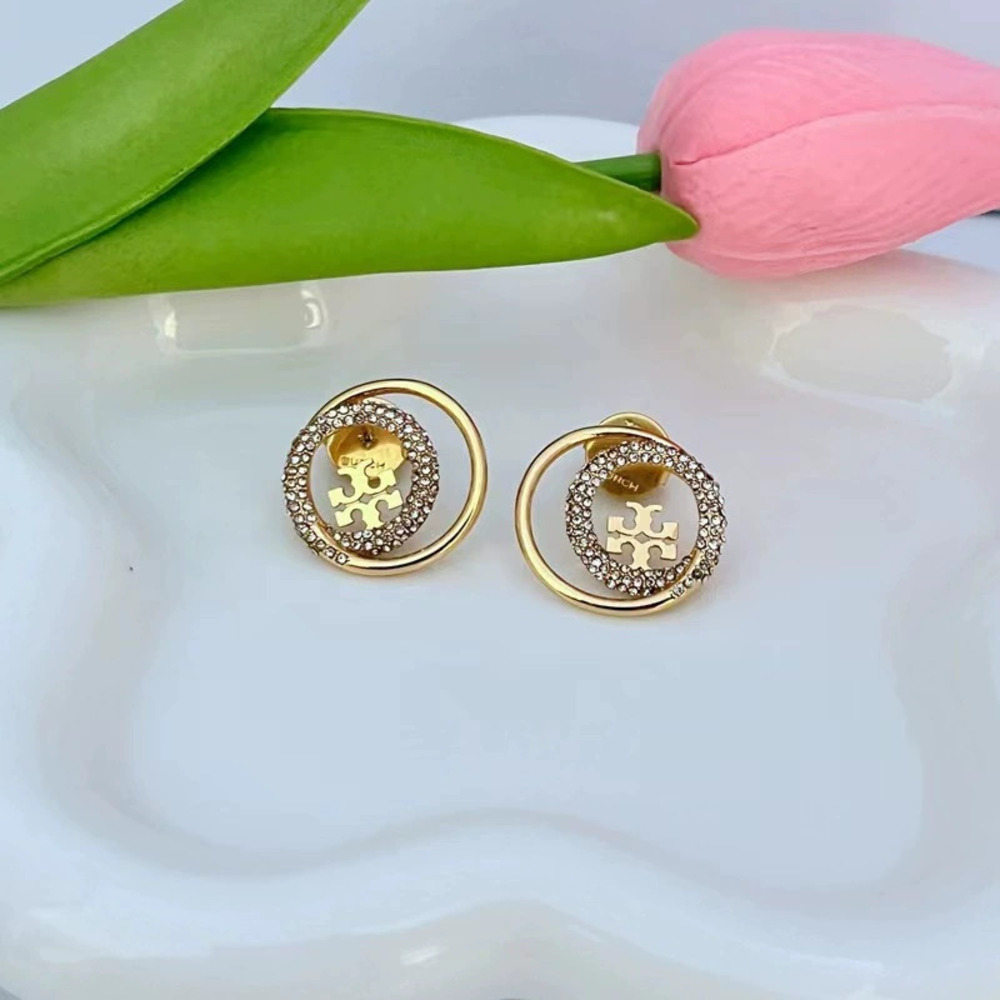 Tory Burch Gold Plated CZ Star Orbit Earrings